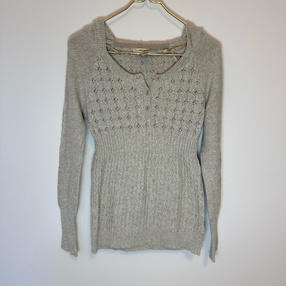 Dkny Sweaters - DKNY Jeans Trendy Beige Babydoll Knit Sweater Hoodie Size S